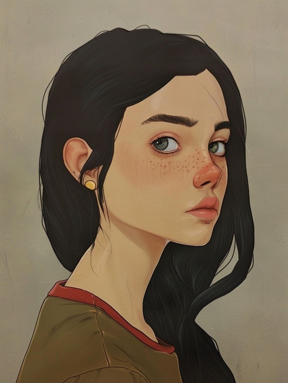 Soft Gaze Digital Portrait - Image 1