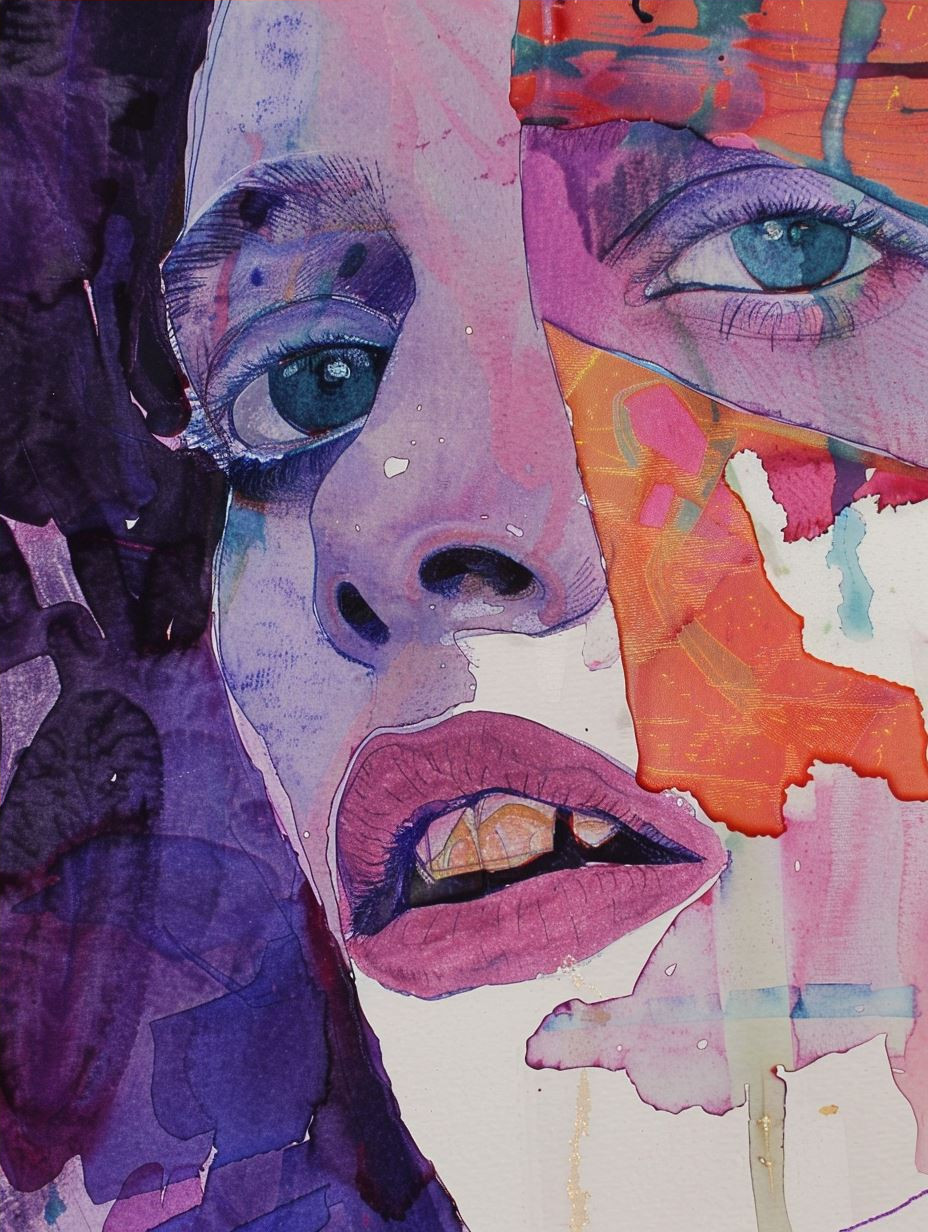 Fragmented Portraits in Violet Hues - Image 4