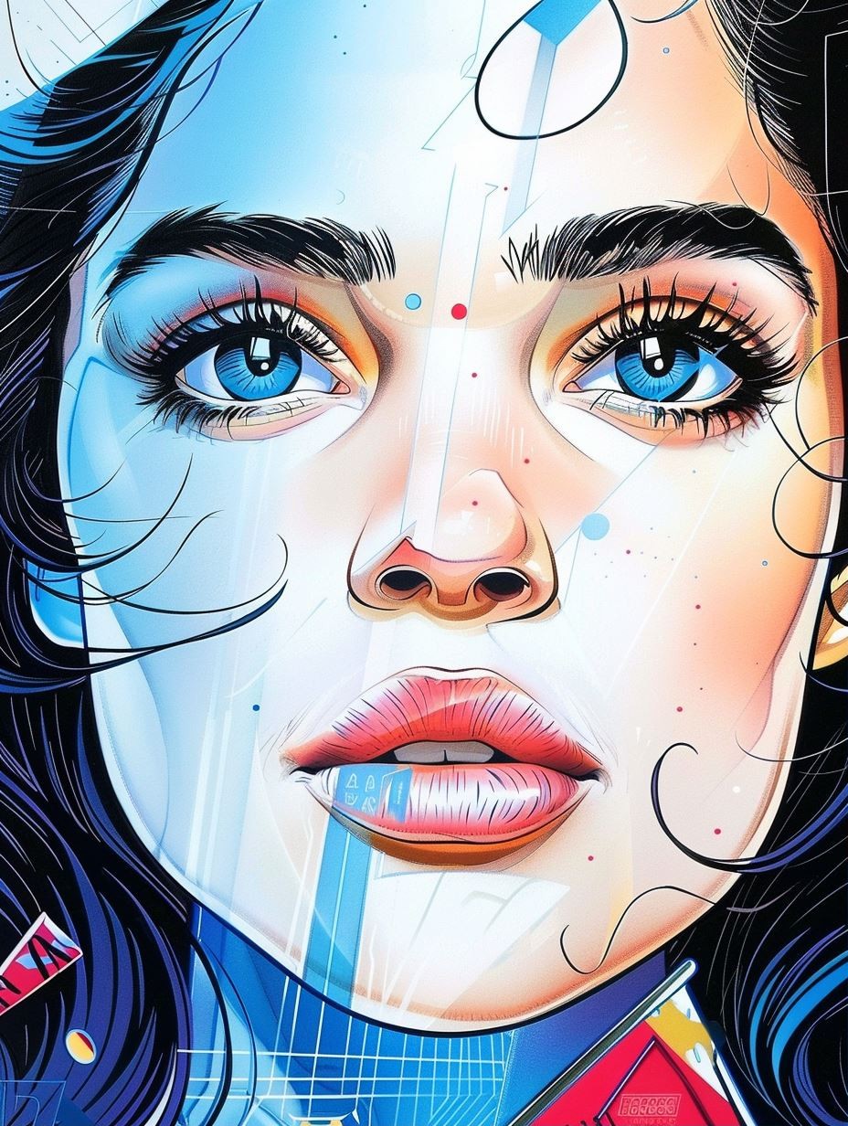Neon Cybernetic Visionary Portrait