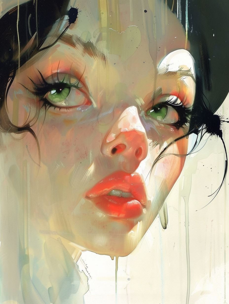 Ethereal Gaze in Liquid Paint - Image 1