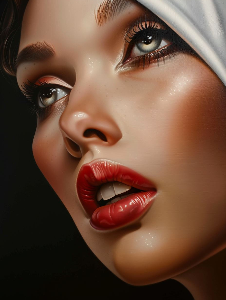 Crimson Elegance Hyper-Realistic Portrait - Image 3