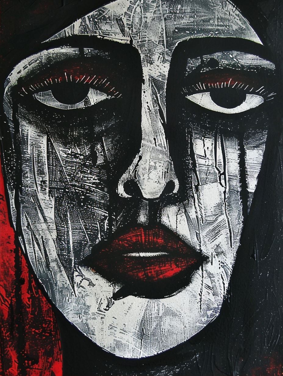 Crimson Gaze Noir Portrait - Image 2