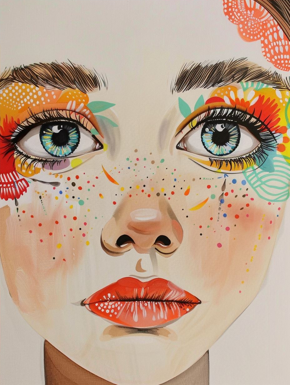 Floral Dotwork Surrealist Portrait - Image 4