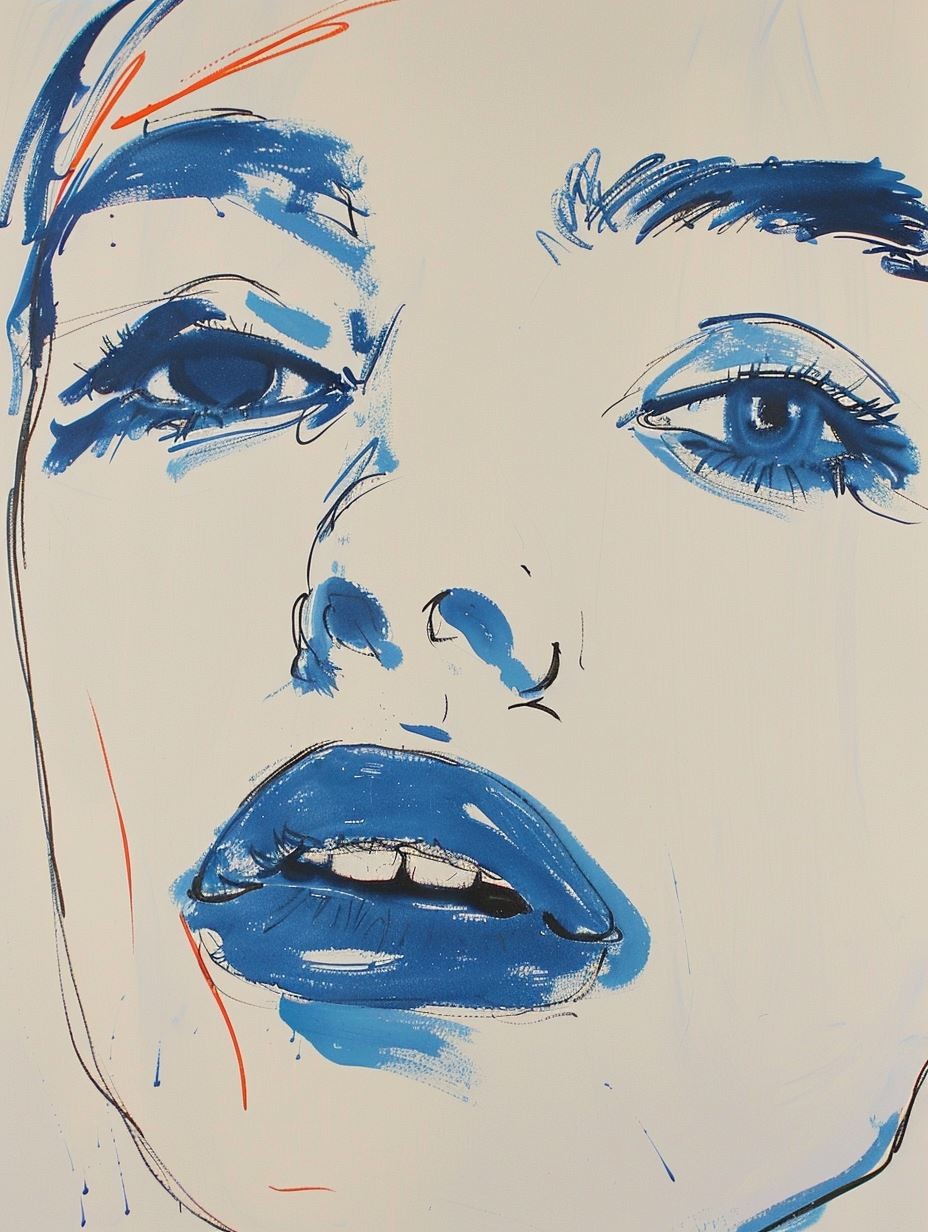 Azure Ink Portrait Study - Image 3
