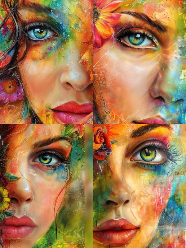 Vibrant Floral Portrait Fusion