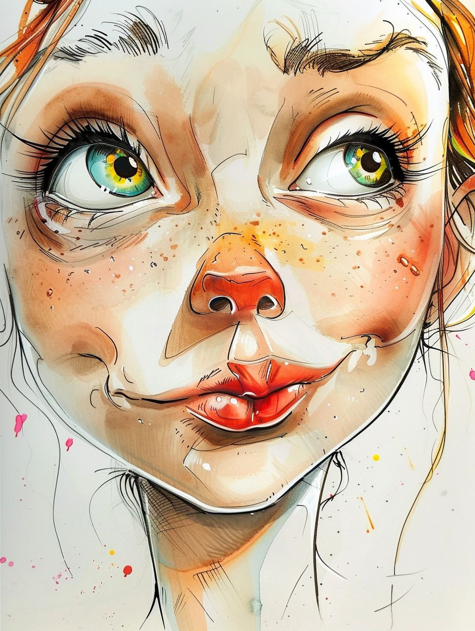Vibrant Watercolor Portrait Expressions - Image 3