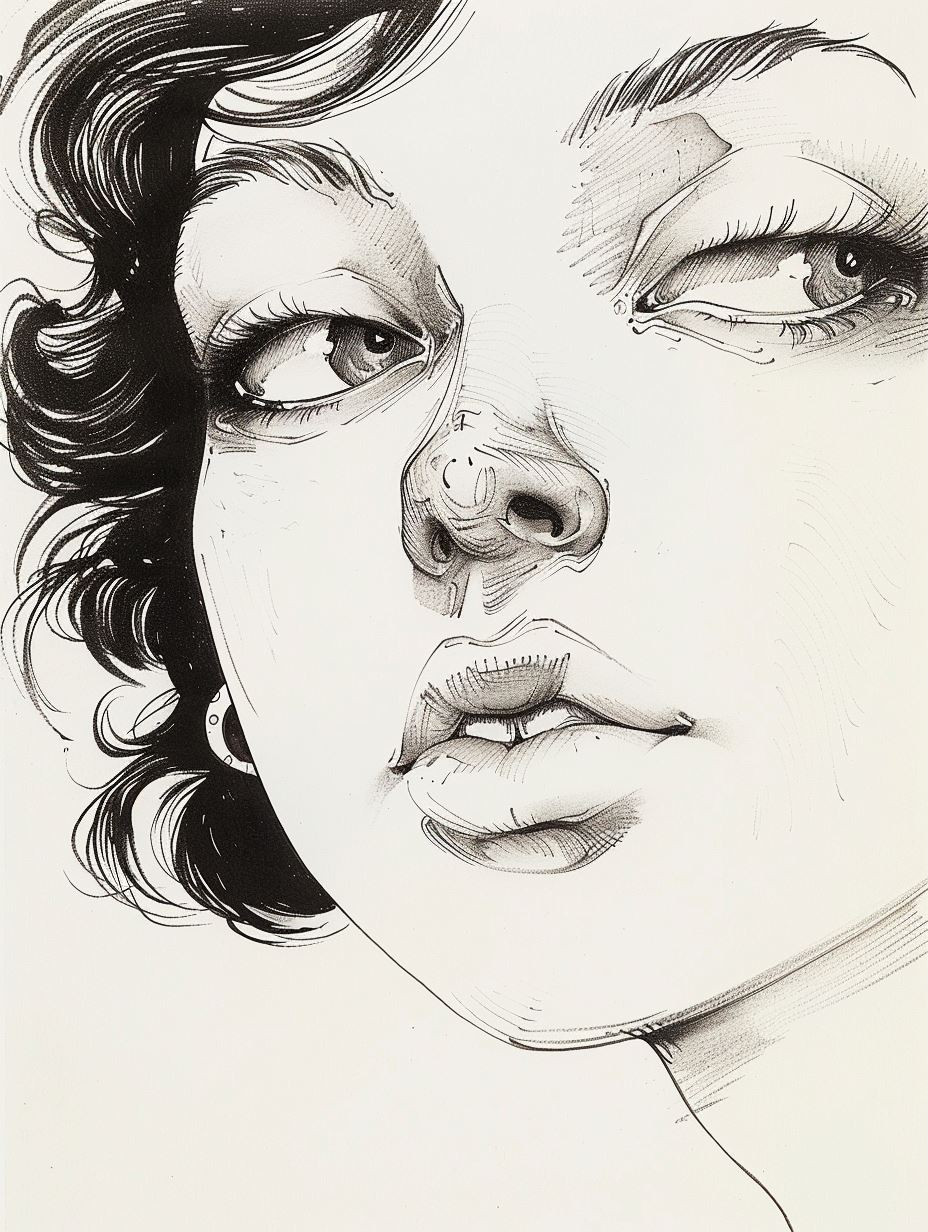 Elegant Ink Portrait Studies - Image 3