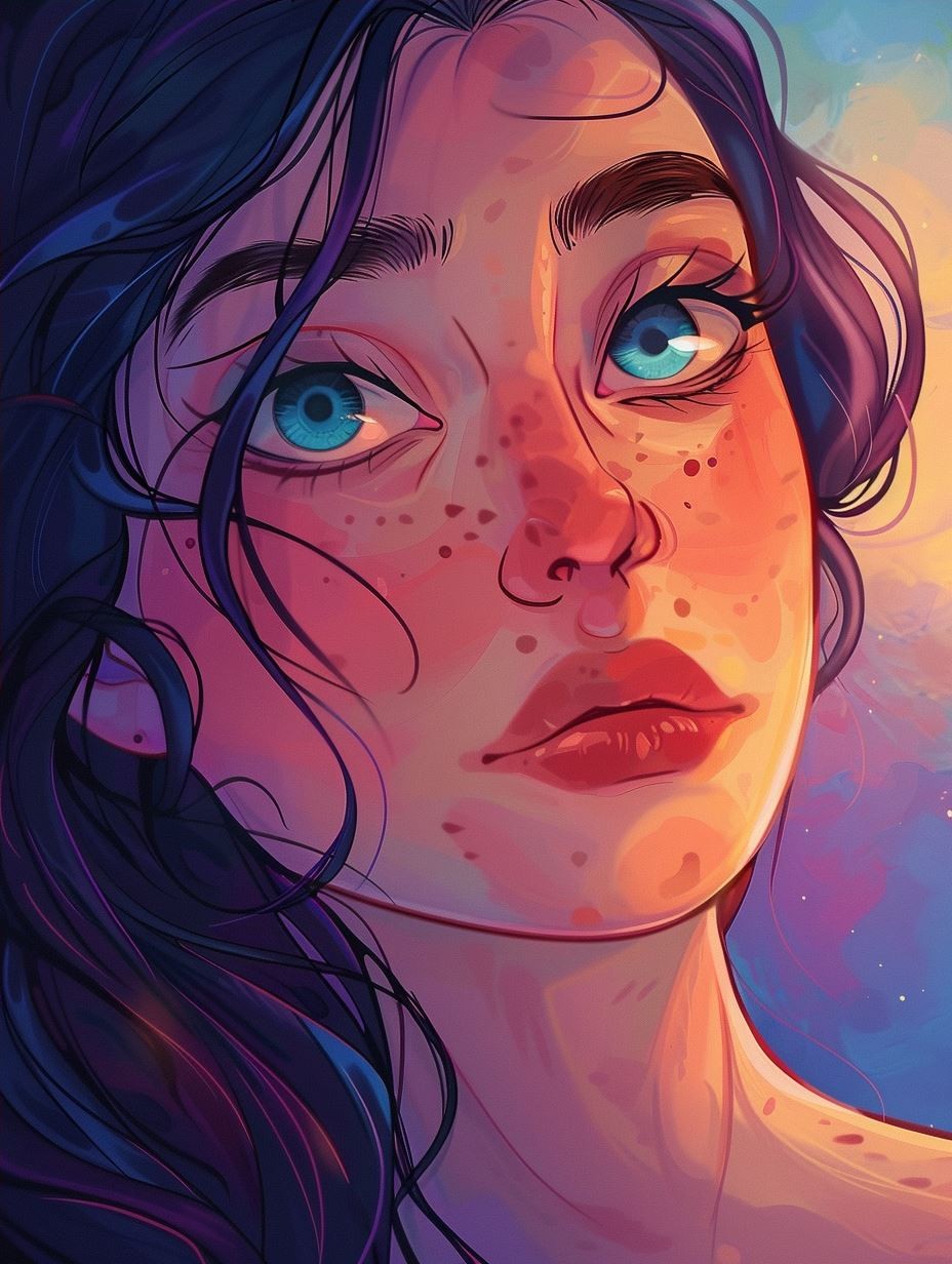 Ethereal Gaze in Sunset Hues - Image 4
