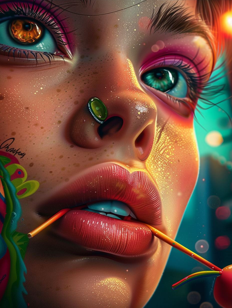 Neon Dreams: A Surreal Portrait Collage - Image 3