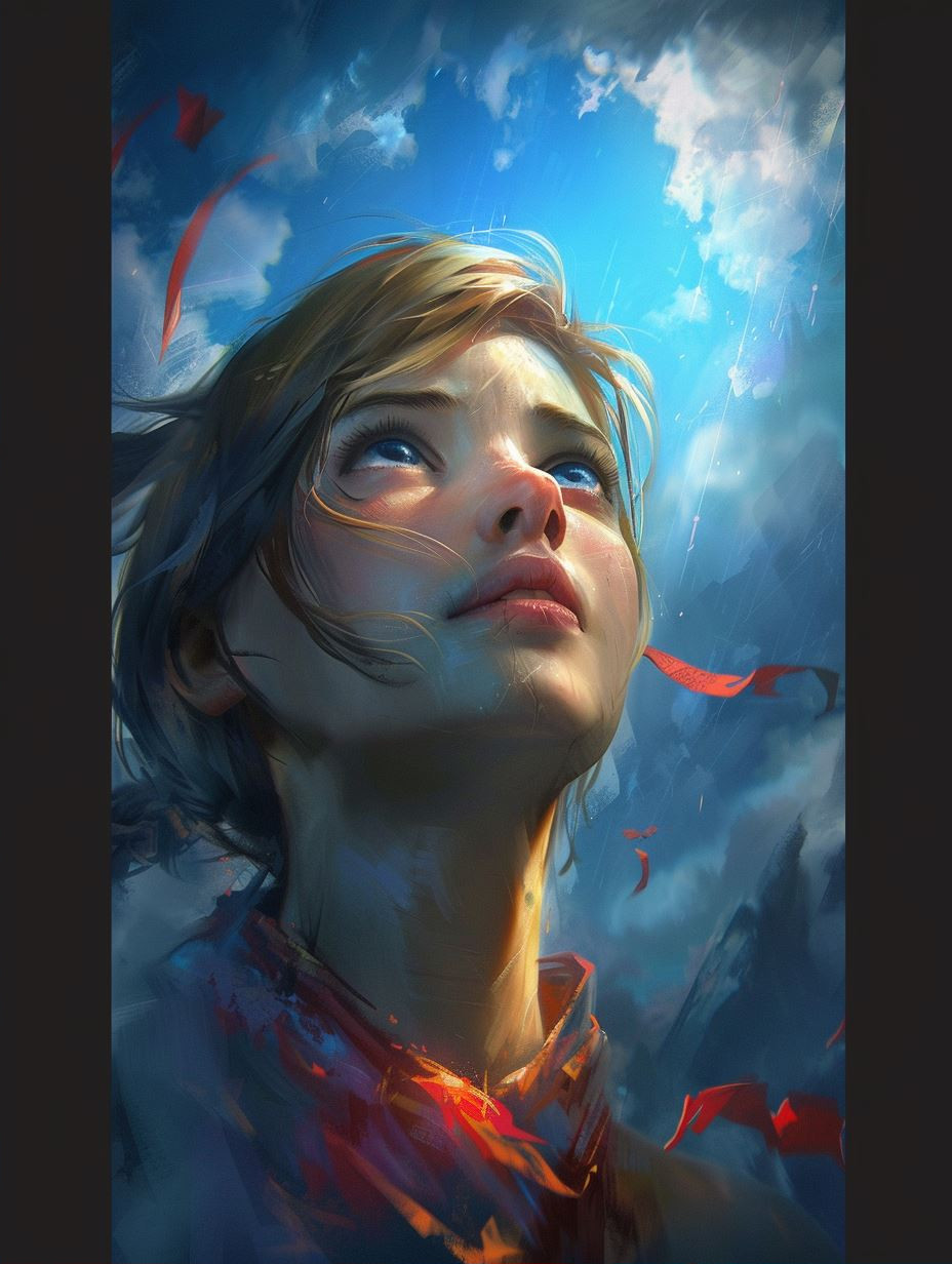 Azure Gaze in Digital Storm - Image 2