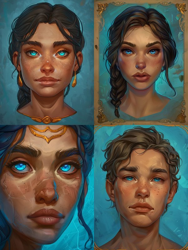 Azure Eyes Fantasy Character Portraits
