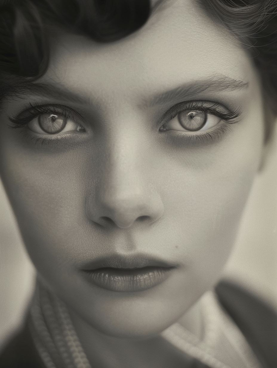 Ethereal Gaze in Monochrome Mist - Image 3