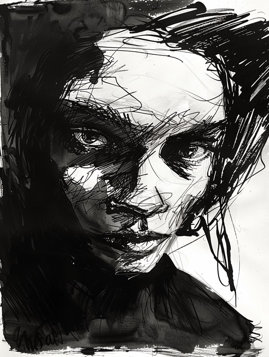 Dramatic Ink Portrait Studies - Image 2