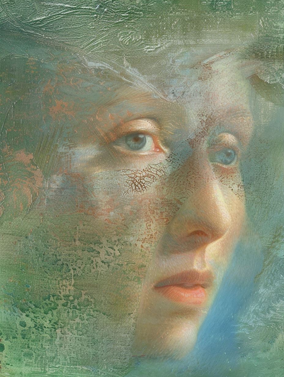Ethereal Gaze Through Frosted Glass - Image 3