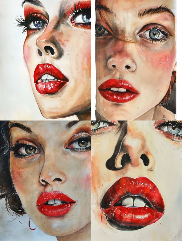 Crimson Lips Artistic Portrait Study