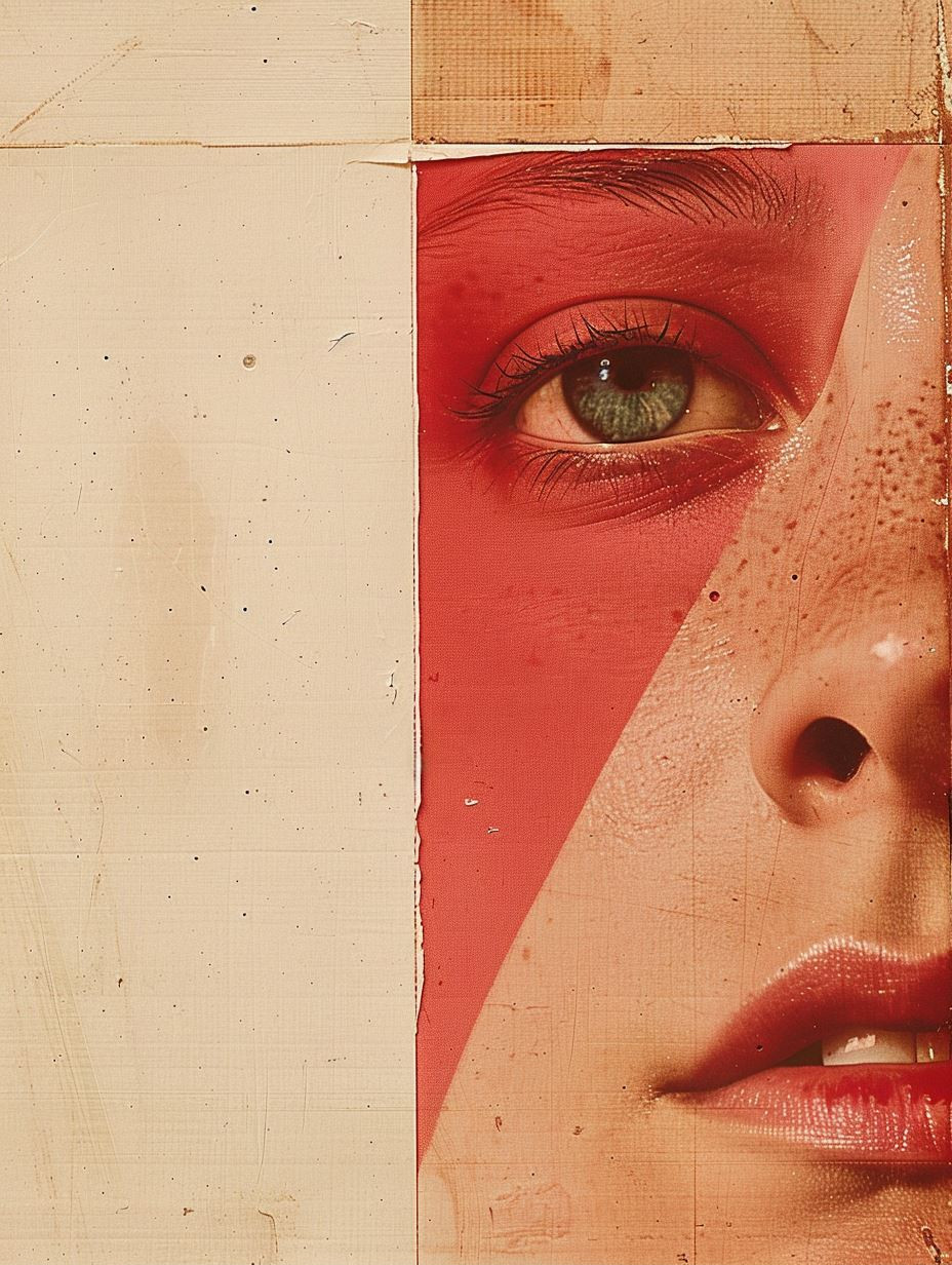 Fragmented Portraits in Crimson Hues - Image 2