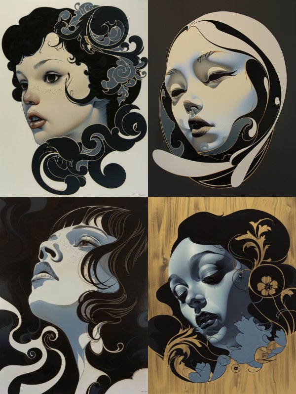 Ethereal Noir Art Nouveau Portraits