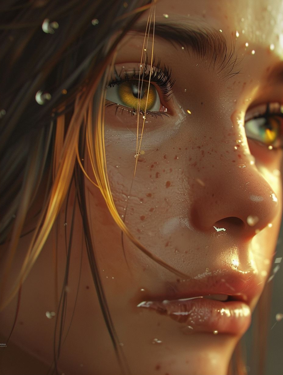 Hyper-Realistic Dewy Portrait Study - Image 2