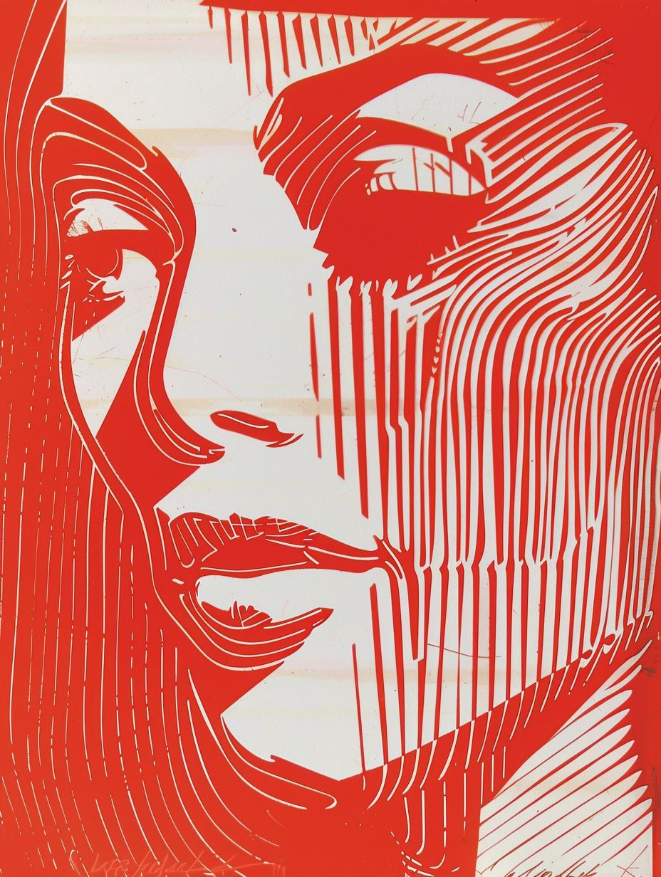 Crimson Lines: A Study of Four Faces - Image 1