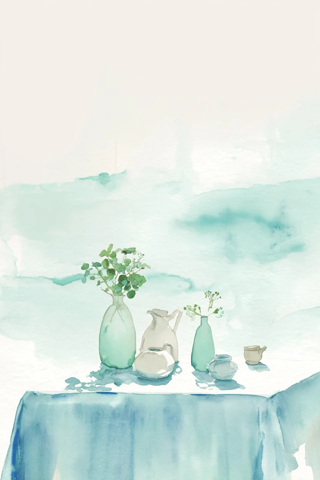 Serene Watercolor Dreams in Teal - Image 3