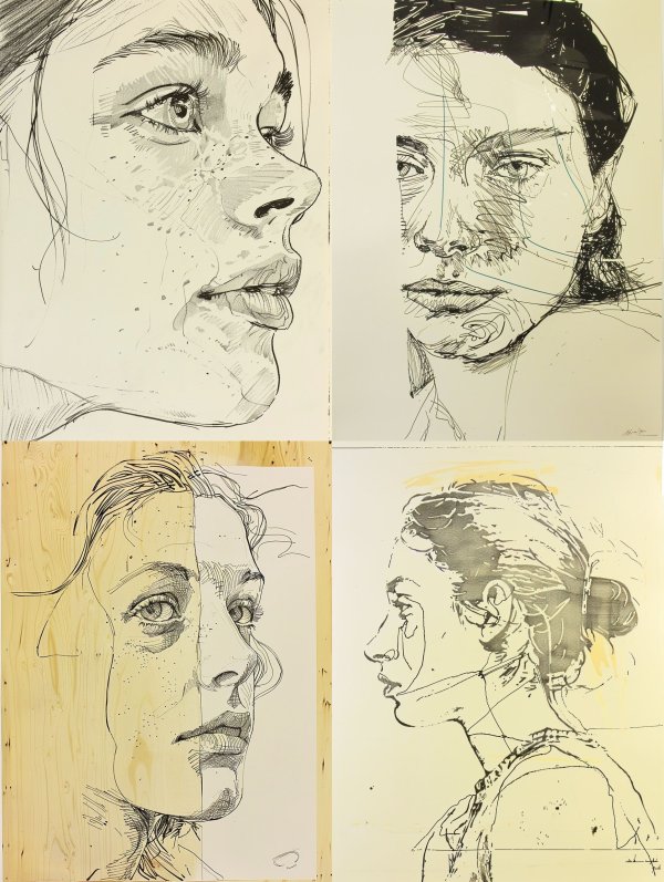 Raw Graphite Portrait Study Sketches