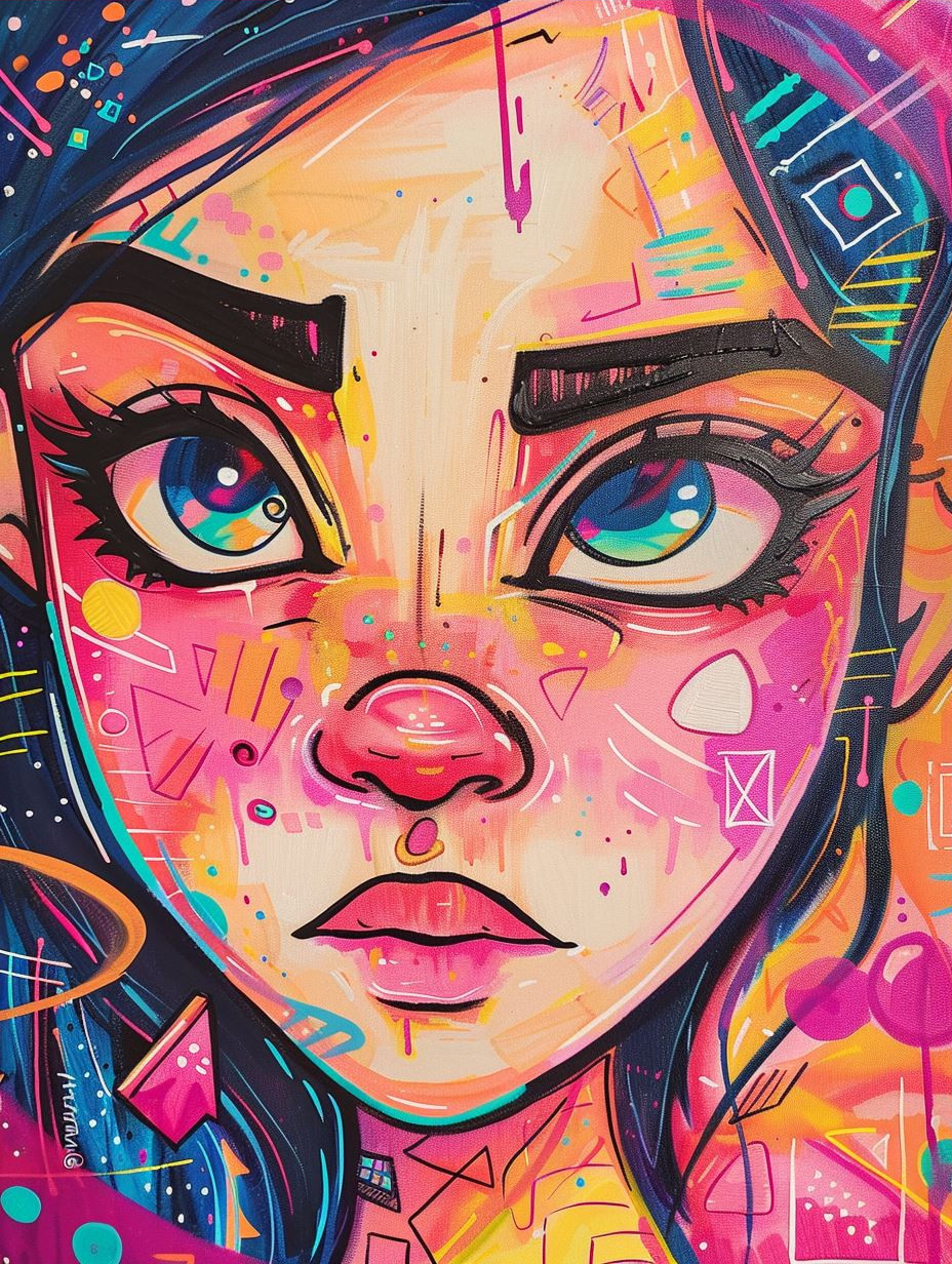 Neon Dreams: A Quad-Panel Portrait Study - Image 3