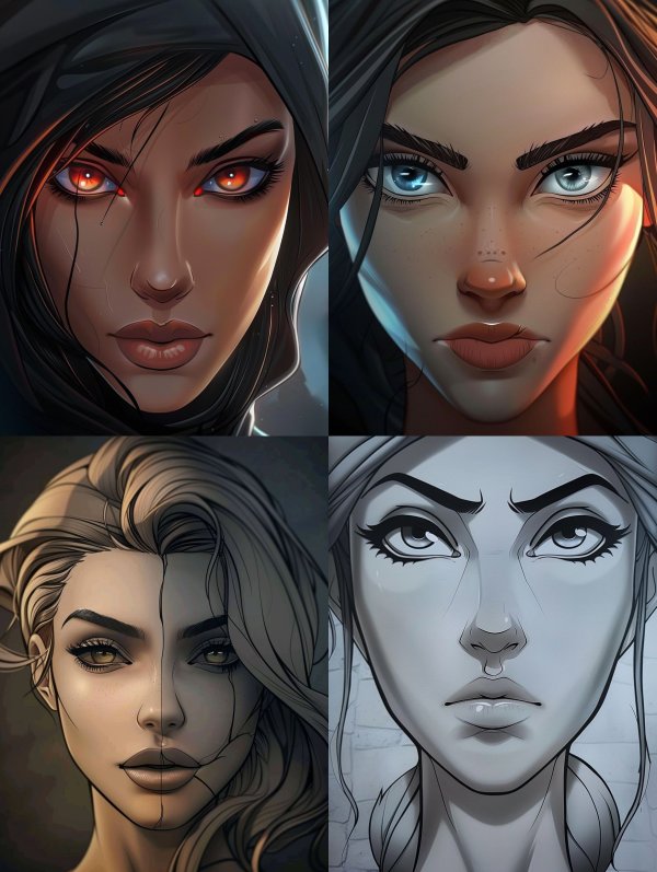 Faces of Contrast: Digital Art Portraits