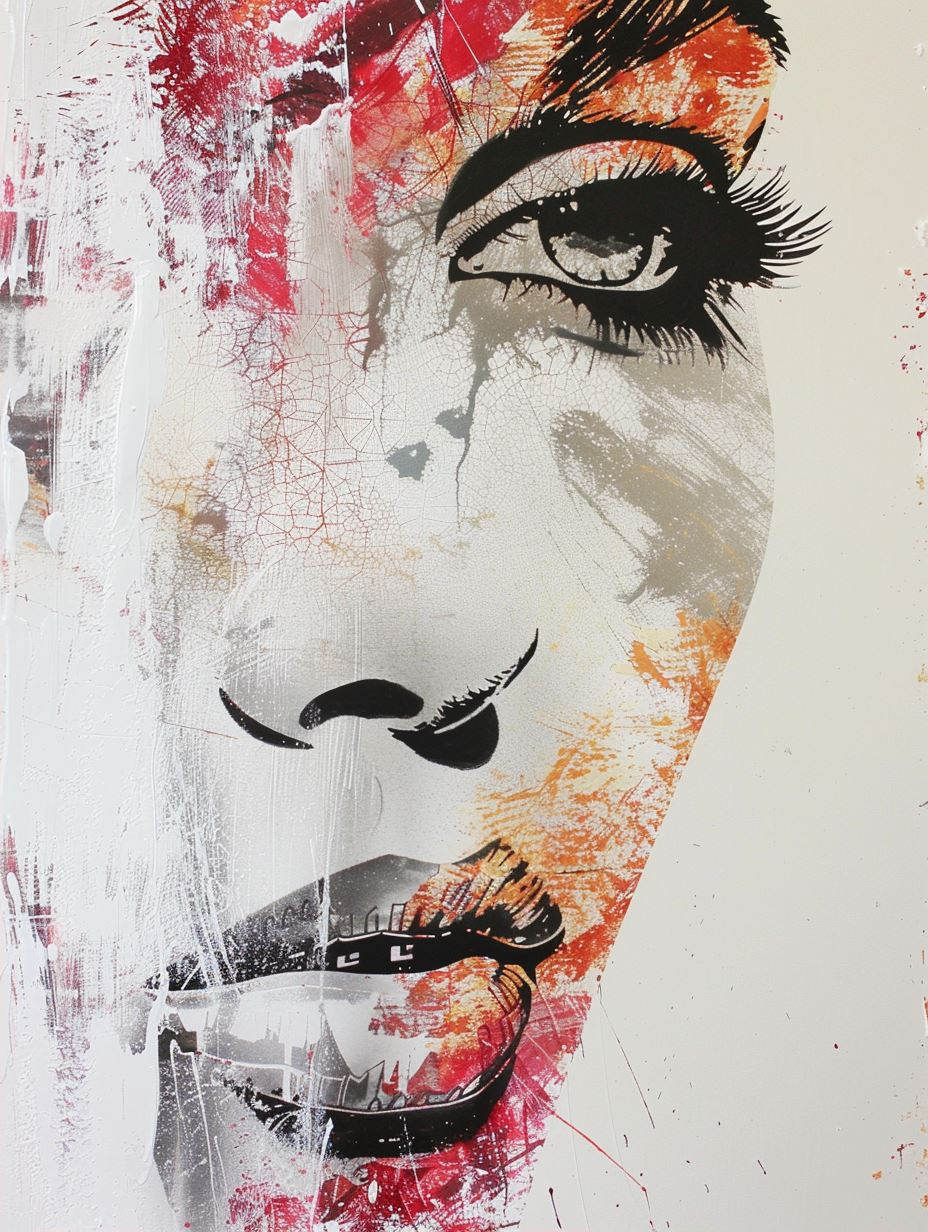 Fragmented Beauty in Crimson Hues - Image 2