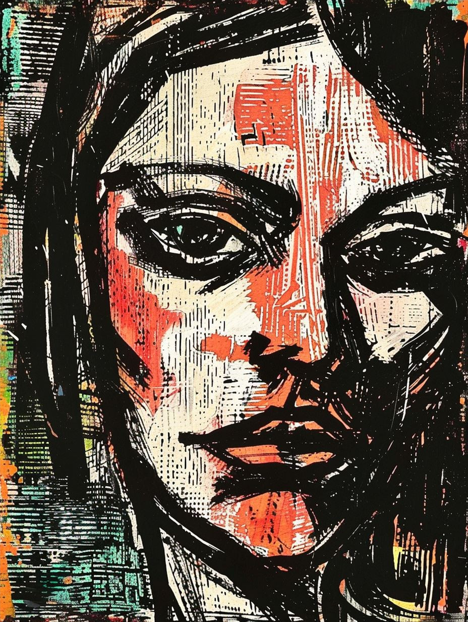 Stark Monochrome Expressionist Portrait - Image 4