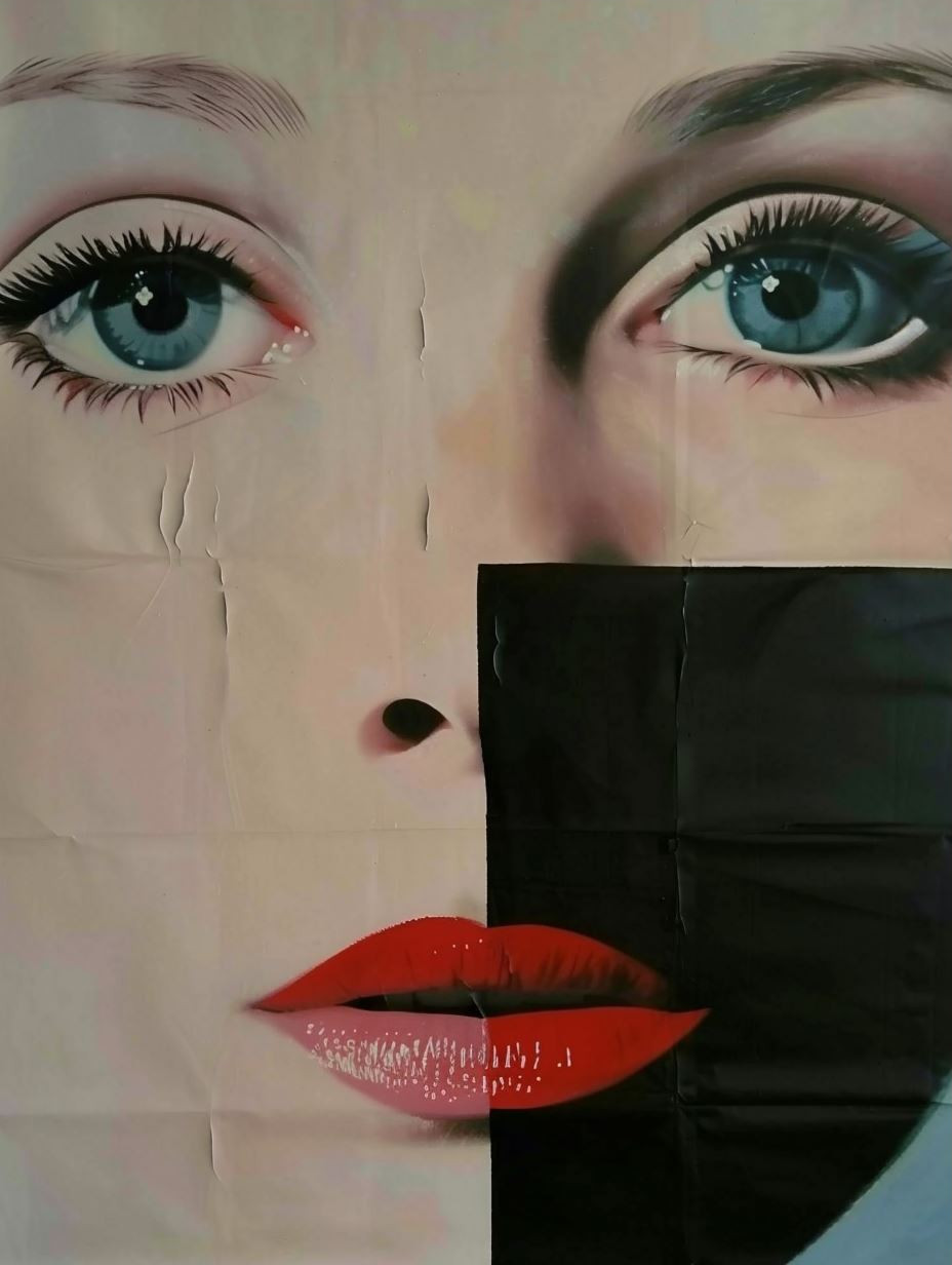 Crimson Veil Modernist Portrait - Image 3