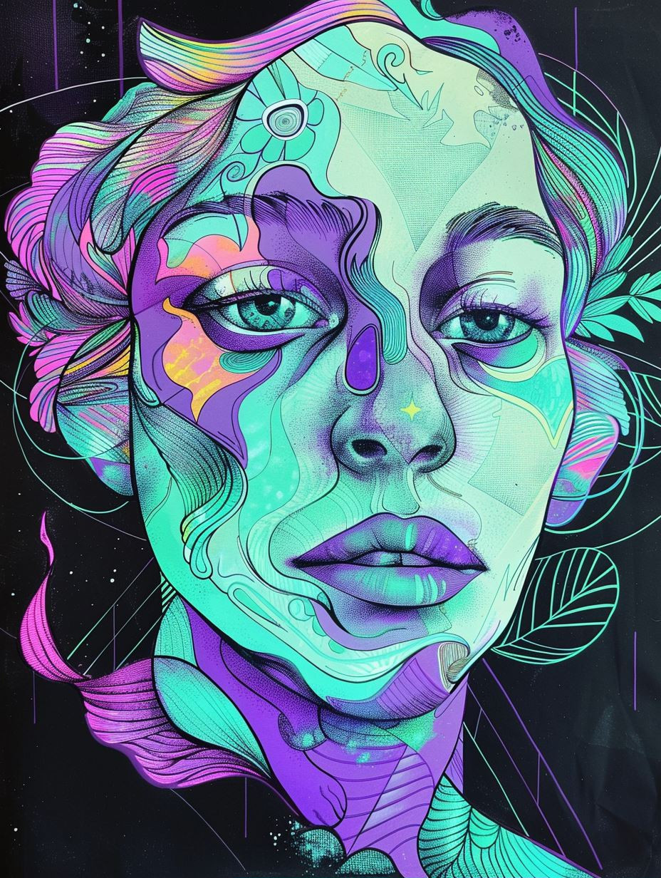 Neon Dreams: Surreal Digital Portraits - Image 2