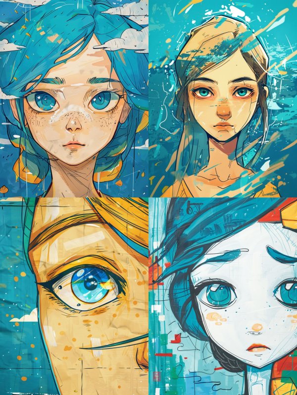 Azure Visions: A Digital Portrait Study