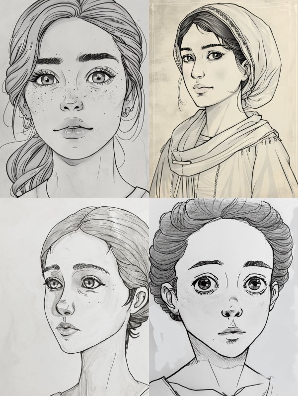 Elegant Graphite Female Portrait Studies