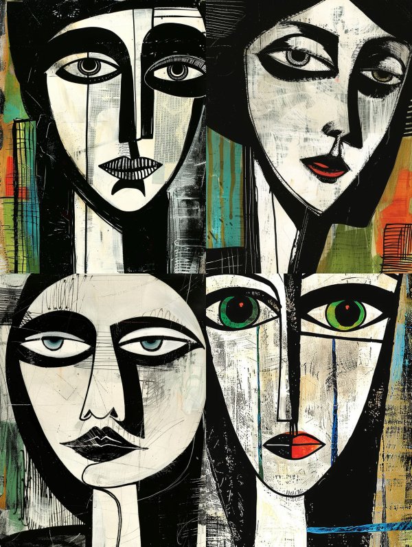 Abstract Faces in Monochromatic Contrast