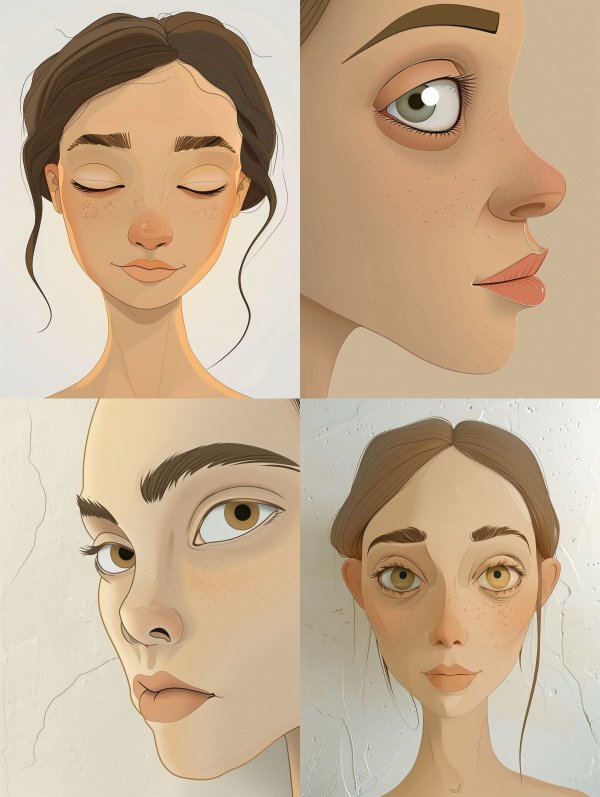 Digital Portrait Studies of a Young Woman