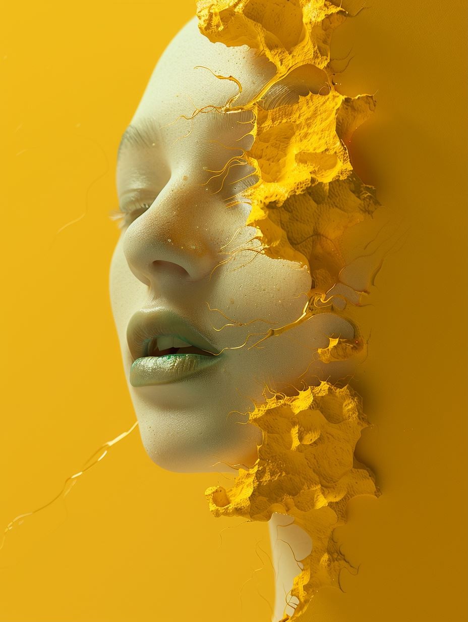 Golden Fracture Ethereal Portrait - Image 1