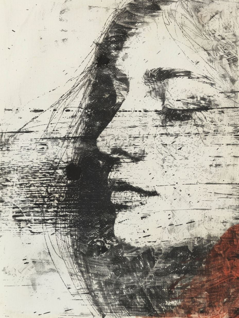 Gritty Monochrome Ink Portrait - Image 3