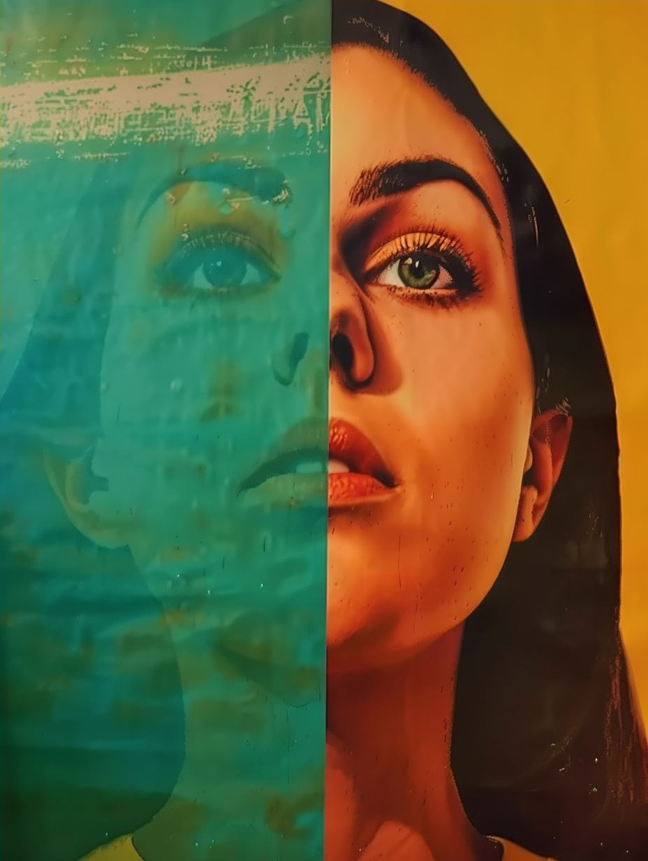 Fragmented Gaze in Teal Hues - Image 4
