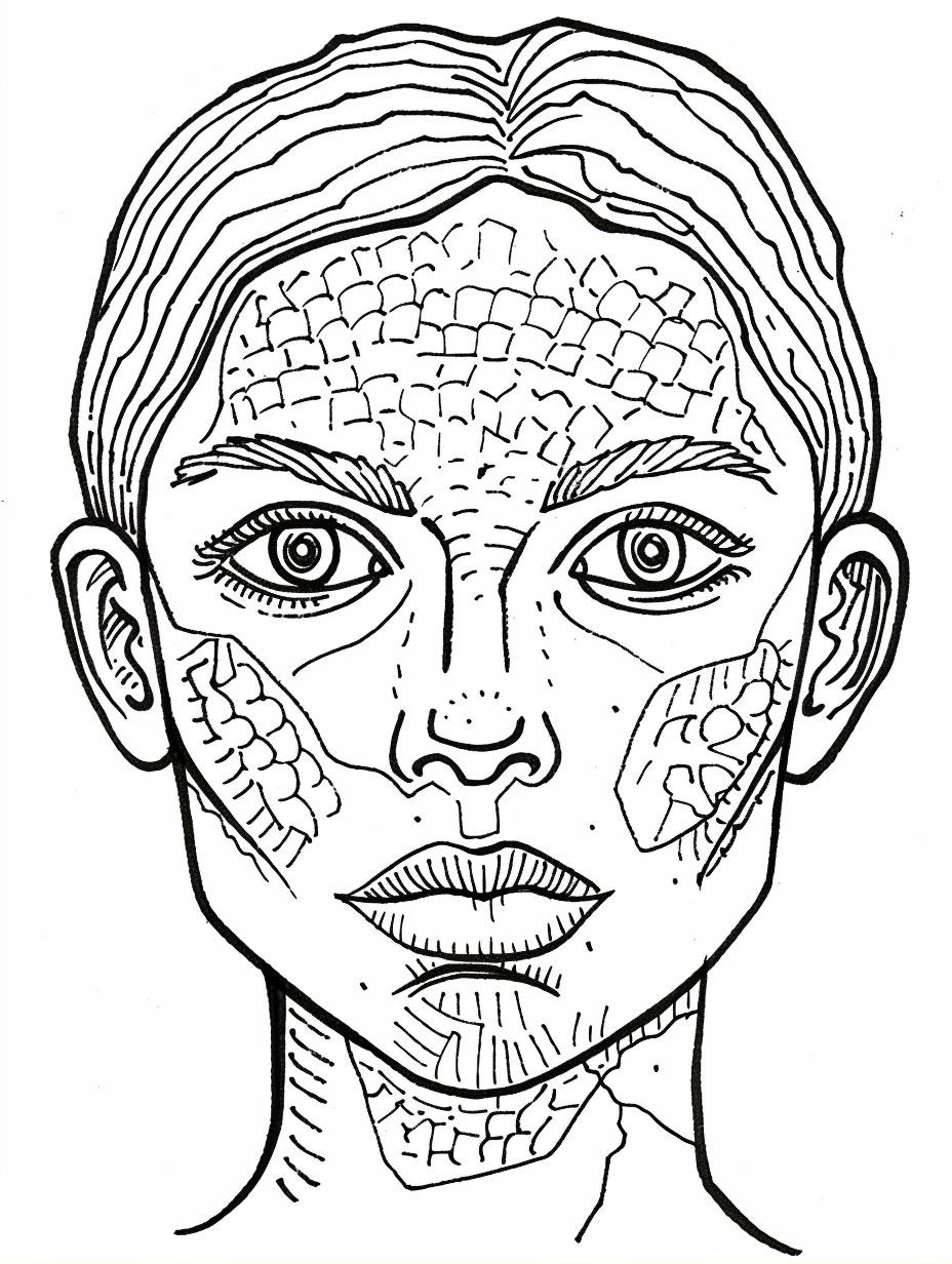 Minimalist Blue Line Art Portrait - Image 2