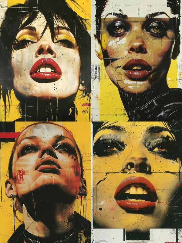 Cyberpunk Visions in Yellow and Red
