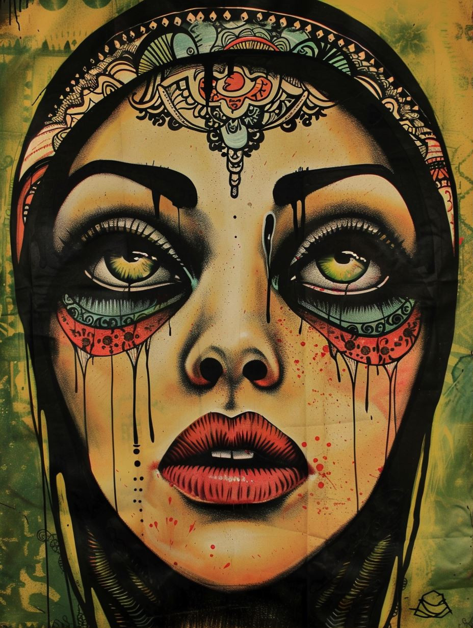 Melancholic Gaze of Ornate Sorrow - Image 1