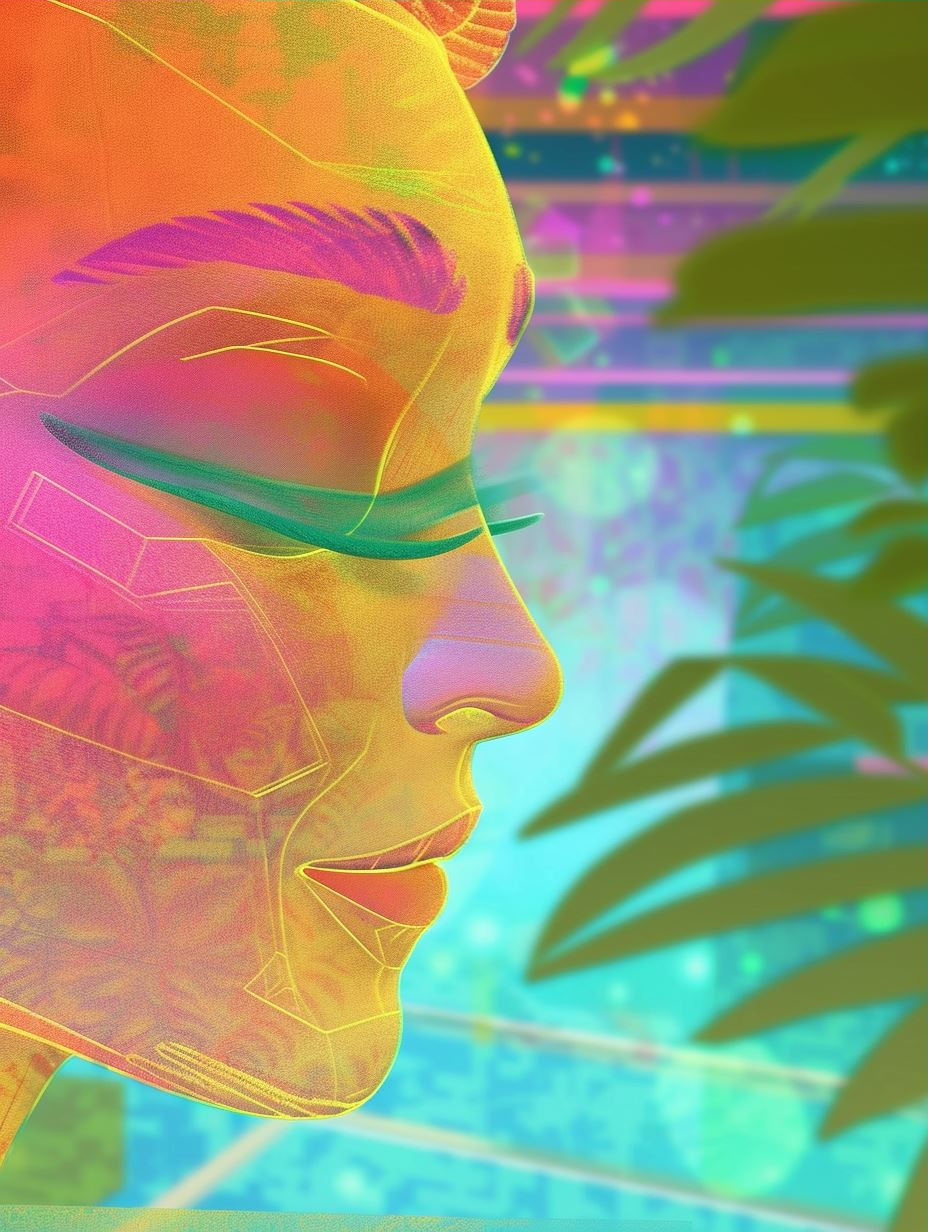 Neon Dreams Digital Portrait Collage - Image 3