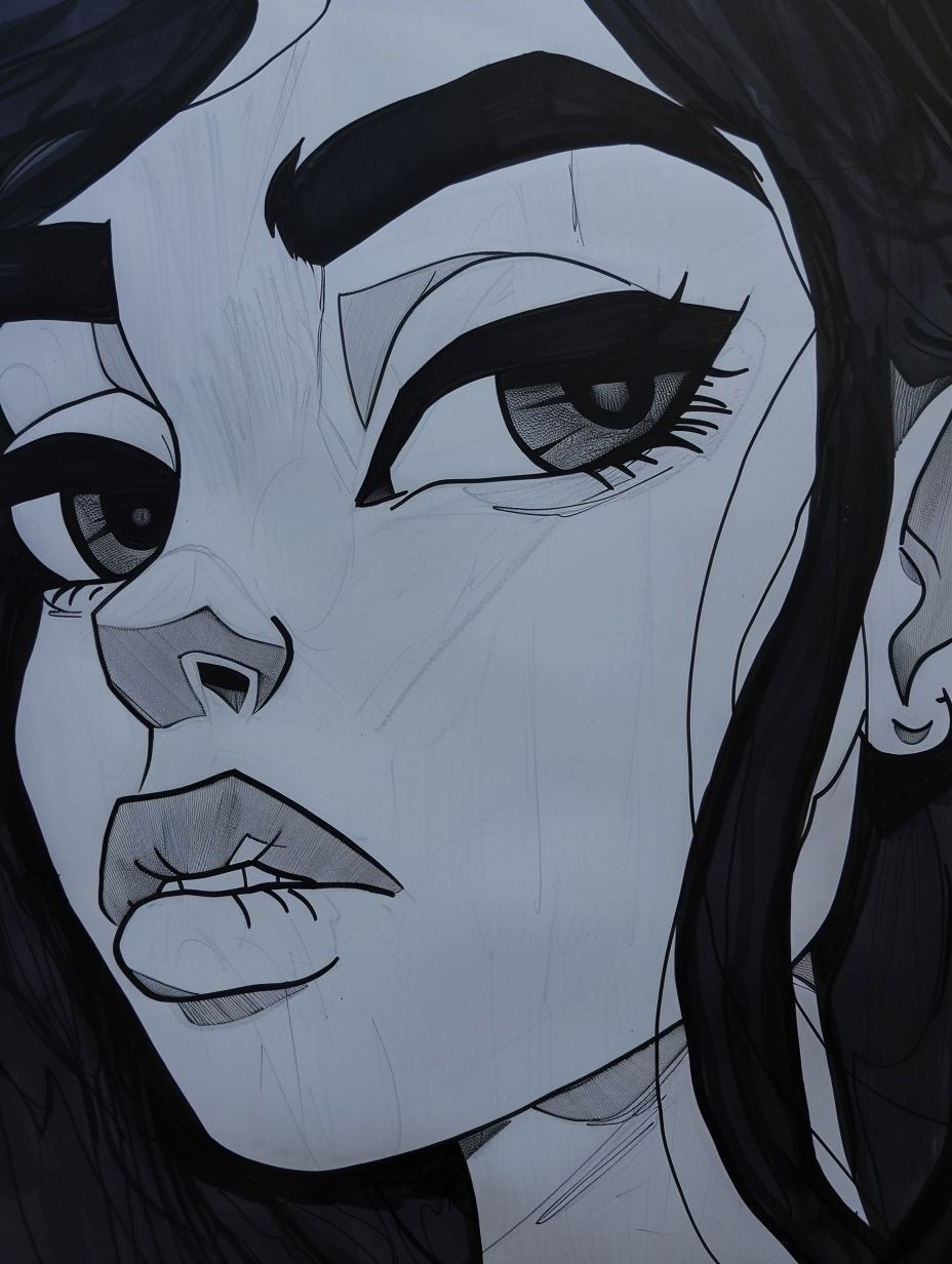 Moody Monochrome Ink Portrait - Image 1