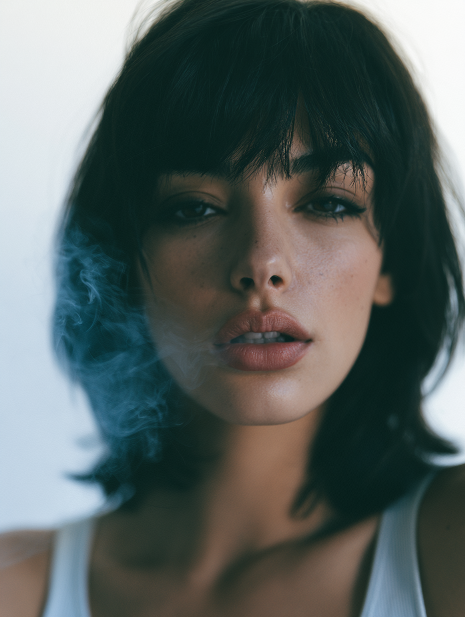 Introspective Gaze with Azure Smoke