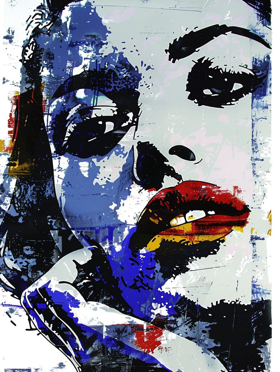 Abstract Cobalt Expressionist Portrait - Image 2