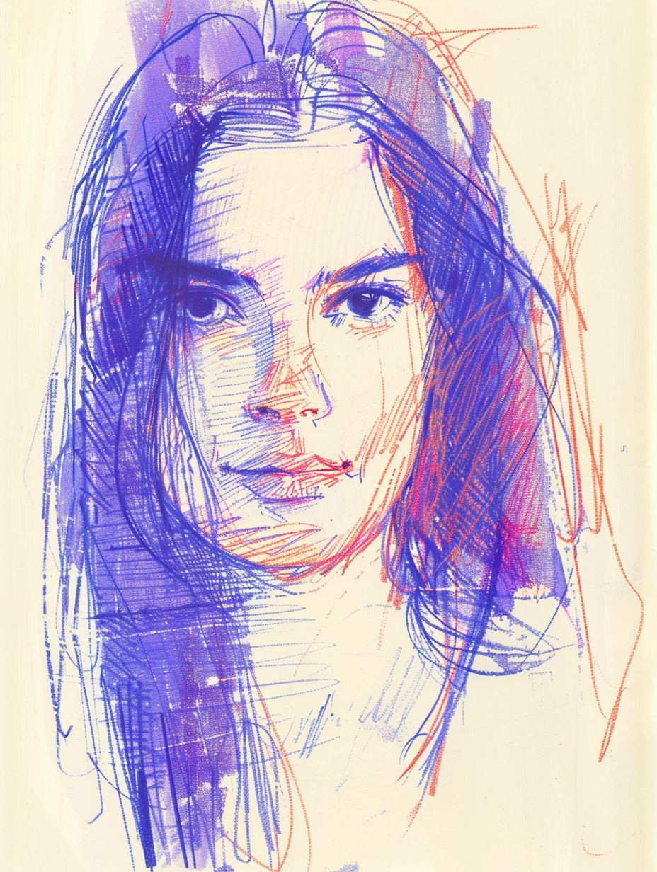Vibrant Purple Portrait Sketches - Image 2