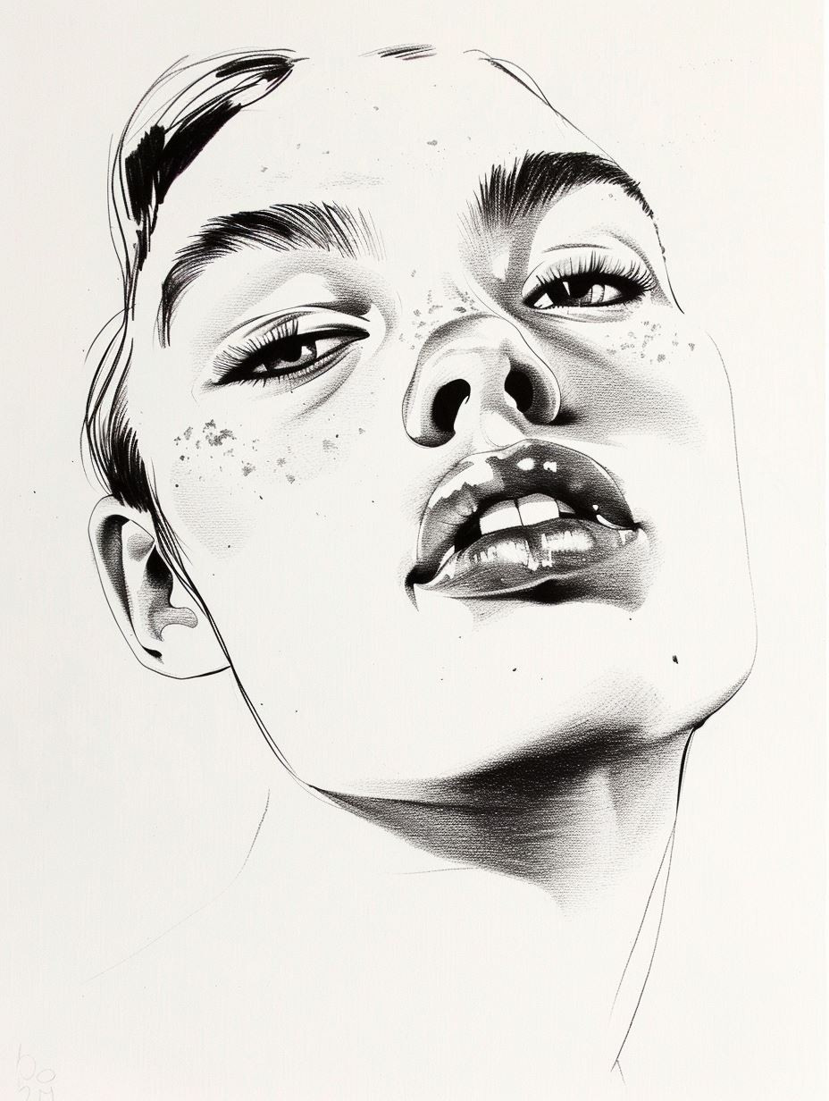 Ethereal Gaze: Charcoal Portrait Studies - Image 2