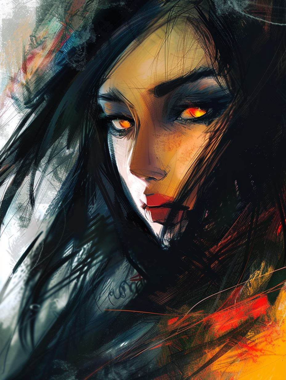 Fiery Gaze Digital Expressionism - Image 3