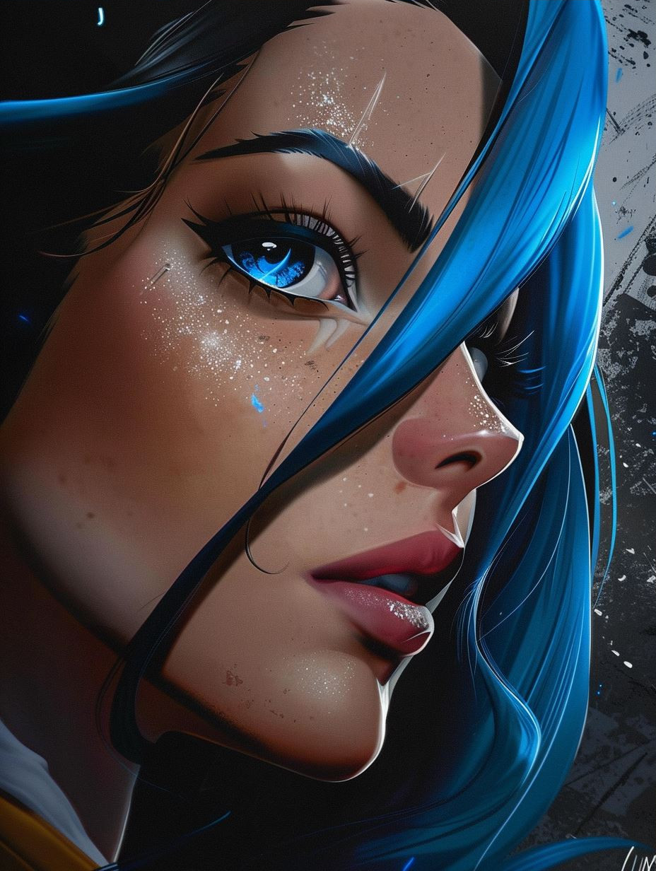 Azure Gaze: Digital Portraits of Intensity - Image 3