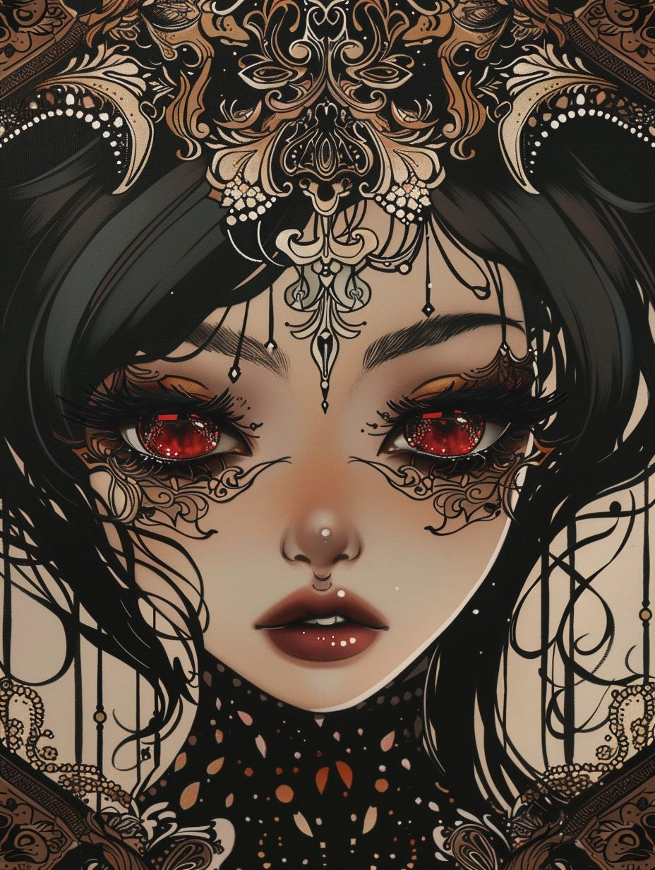Gothic Opulence and Crimson Gaze - Image 1